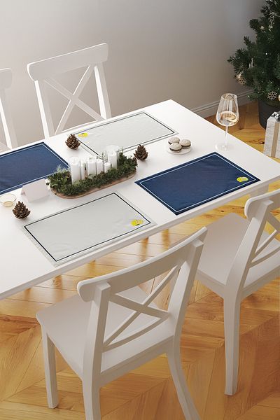 ASDİVA Limora Embroidered Minimal Lemon Framed 1 Piece American Service 45X35 cm - White