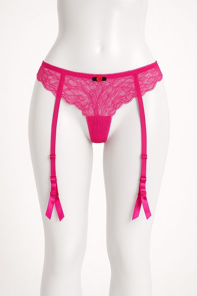 Lemila Garter belt with thong panty, bright pink
