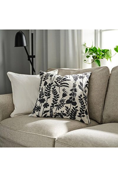 IKEA ROTVECKLARE beyaz-antrasit 50x50 cm kırlent kılıfı