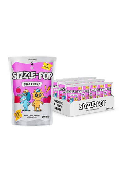 SIZZLE-POP STAY FUNNY HAVUÇ KIRMIZI ELMA ÇİLEK MEYVE SUYU 200 ML X 20 ADET