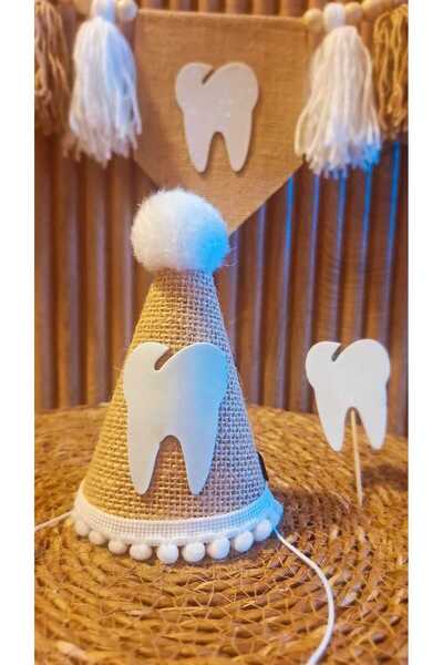 asöy My Tooth Came Out Hat High Chair Wall Pennant Brown Tooth Party Set of 3 Pennant My First Tooth Came Out