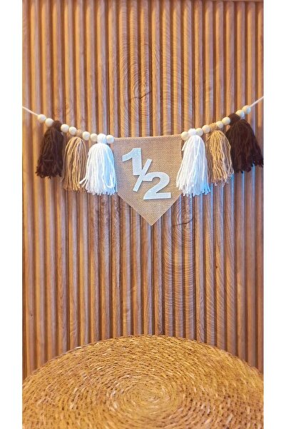 asöy 6 Aylık 6months Mama Sandalyesi -Duvar Süsü Flaması 1/2 Yarım Yaş Partis...