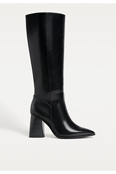 Stradivarius Kadın Siyah Düz Maksi Çizme 19850670