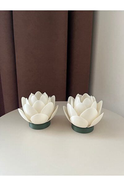 Vemia Dekor İkili Lotus Çiçeği Set Dekoratif Led Mum, Meditasyon, Ortam Ambiy...