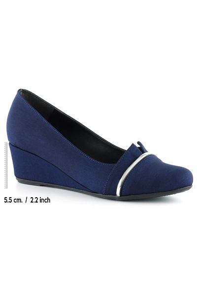 Erkan Saçmacı Colel Pantofi casual cu toc cu pană, cu vârf rotund, din metal creponat bleumarin