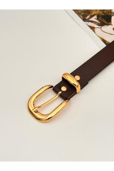 Descoin Γυναικεία ζώνη Bitter Brown Gold Buckle Bridge, ζώνη παλτό, ζώνη παντελονιού, ζώνη φορέματος