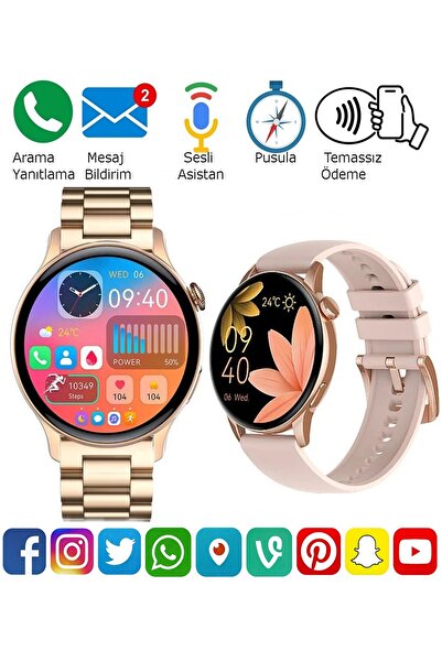 TECHNOTOWN Watch Mate4 Sport Yuvarlak Kasa Akıllı Saat Amoled Ekran Smartwatc...