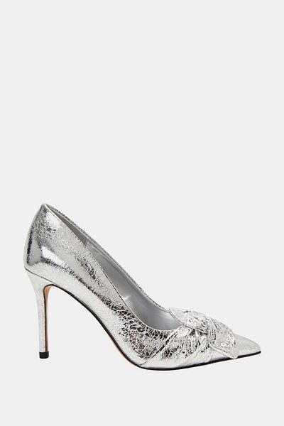 Katy Perry The Revival Bow Women's Silver Ribbon Heeled Shoes