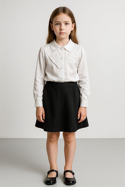 SETTY KOOP Elegant Modest White Long Sleeve Blouse with Lace Trim Collar for Girls