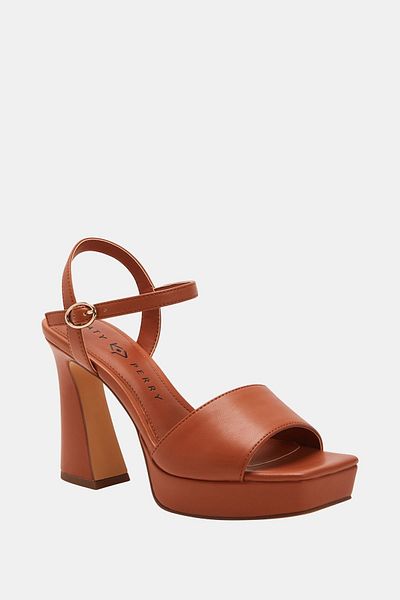 Katy Perry Women's Brown Heeled Square Open Sandals