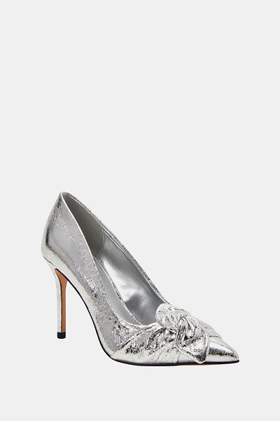Katy Perry The Revival Bow Women's Silver Ribbon Heeled Shoes