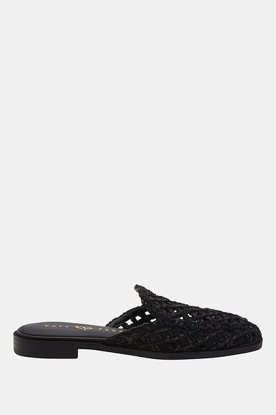 Katy Perry Black Straw Woven Women's Slippers
