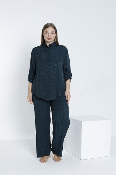 Juliet Deluxe Women's Woven Viscose Fabric Shirt Collar Bottom-Top Set 33607