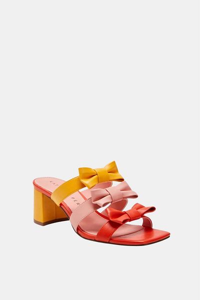 Katy Perry Tooliped Bow Women's - Pink Orange Ribbon Heeled Slippers