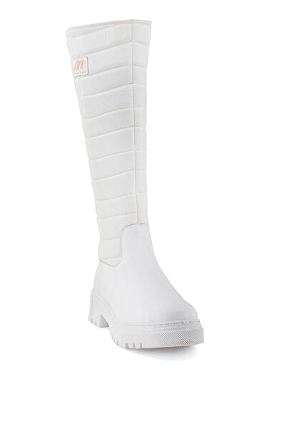 YALINAYAK Mp 2752 Kapitone Kadın Çizme Beyaz