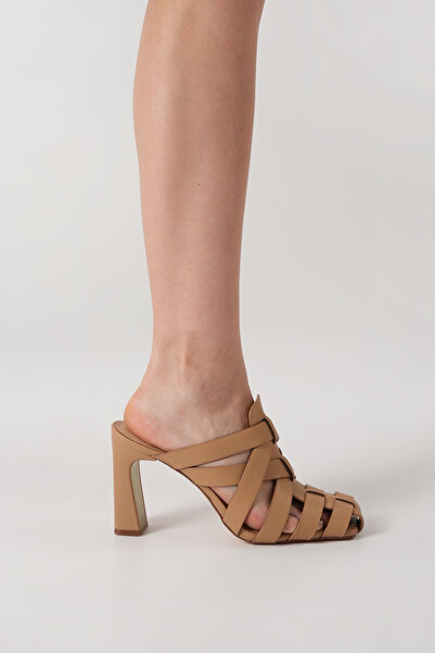 Katy Perry The Puebla Fisherman Mule Women's Tan Strappy Heeled Slippers