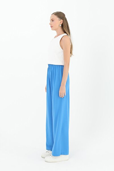 Puane Women's Wide Leg High Waist Trousers - 18103Pnt - Blue