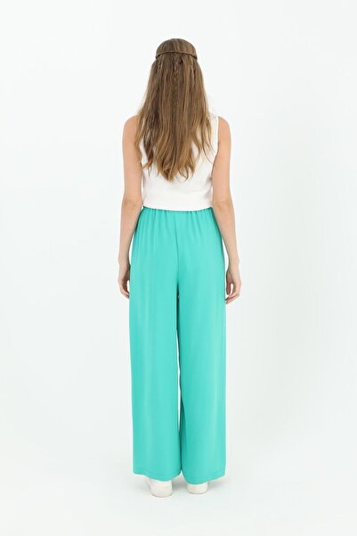 Puane Women's Wide Leg High Waist Trousers - 18103Pnt - Green