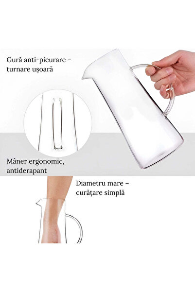 Köken Carafă 1,2 L, sticlă borosilicată, capac din oțel inoxidabil, apă/ceai, rezistență de la -20°C la +150°C