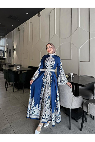 fiore fashion Atlas kumaş Elbise Renkli Kemer Dhildir