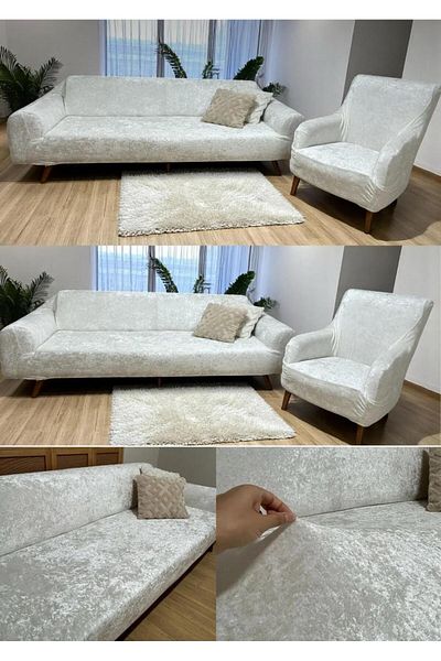 probak - Velvet Elastic 3 3 1 1 Seat Cover Set |   Sofa Cover |   Sofa Bed Cover Case