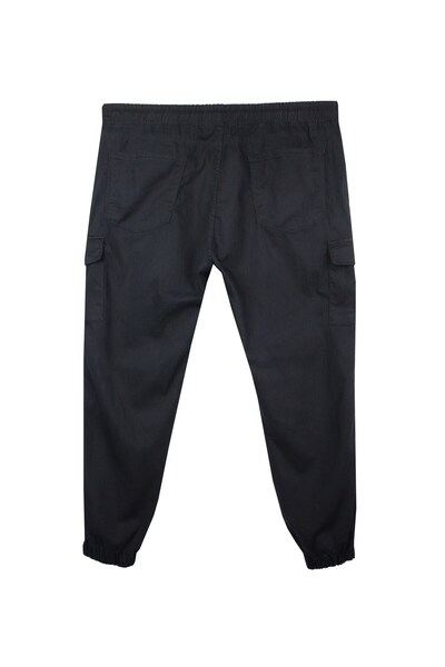 marufshop Men's Large Size 100-156 Suitable for Weight Between Cargo Pocket Jogger Jeans Black