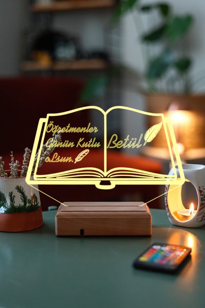 Modiwa Design Kişiye Özel Isimli Öğretmenler Günü Kitap & Kalem 16 Renk Dekor...