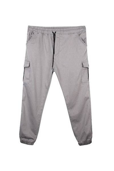 marufshop Men's Large Size 100-156 Suitable for Weight Between Cargo Pocket Jogger Jeans Ice Gray