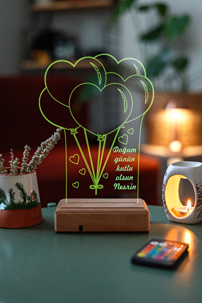 Modiwa Design Doğum Günü Hediyesi Sevgiliye Hediye Kalpli 3d Led Dekoratif Ge...