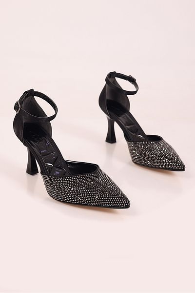 SHOESSHOPS Women's Stiletto Ankle Strap Stone Evening Dress Heeled Shoes