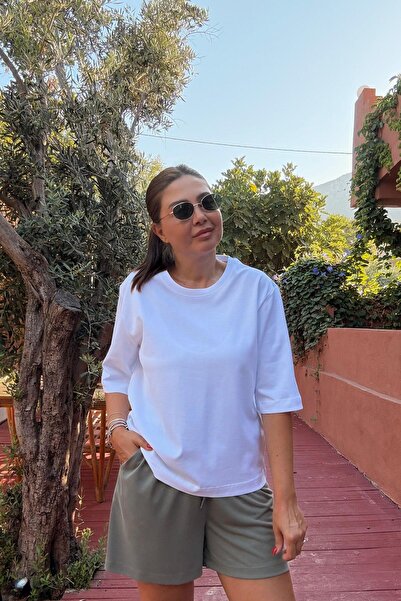 ELVAN TOLON Bílé bavlněné tričko