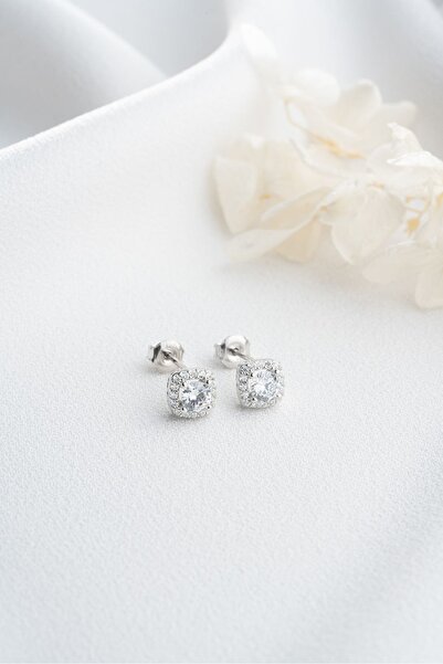 Silvano Jewelry 925 Ayar Gümüş Zirkon Taşlı Baget Küpe