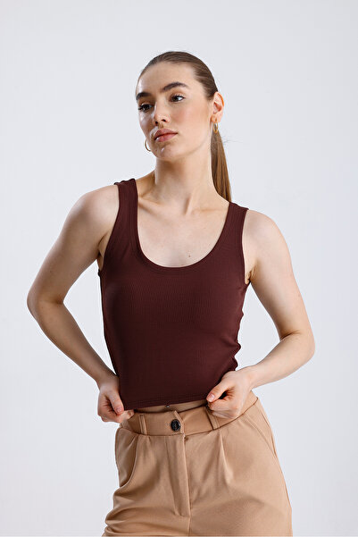 FV Oval Neck Ribbed Bustier Crop Top