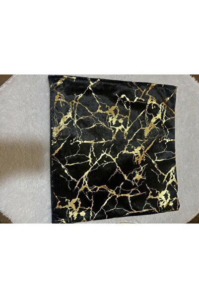 Tekstilsa Față de pernă din catifea neagră italiană, cu foiță de aur, pernă decorativă aurita, 45x45cm