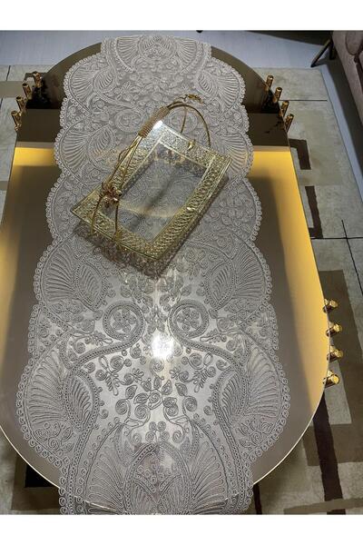 Tekstilsa Luxury Runner Salon Room Τραπεζάκι σαλονιού Τραπεζομάντιλο Γαλλικό Δαντελένιο Προίκα (Cappuccino) 1τμχ New Runner (133X45CM