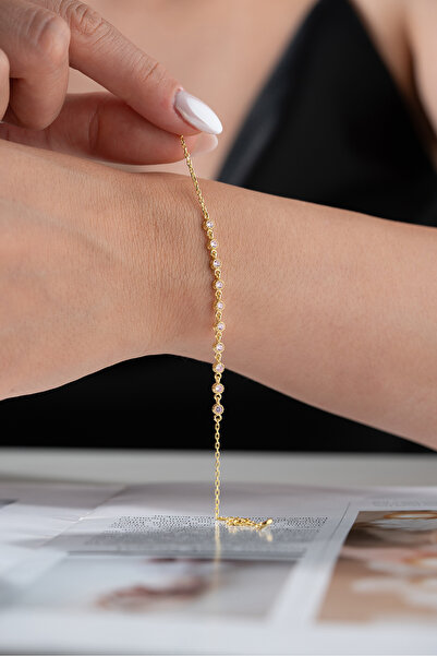 Silvano Jewelry 925 Ayar Gümüş Zirkon Taşlı Su Yolu Bileklik