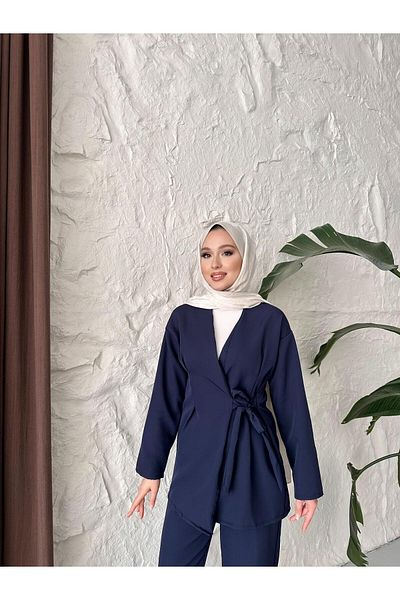 New Lune Women's Clothing Side Tie Hijab Double Suit Bottom Top Suit