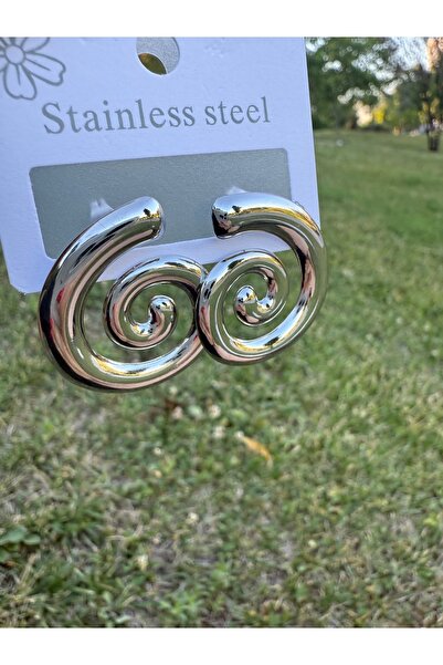 ARMELİA ACCESORİES Armelia Spiral Formlu Çelik Küpe – Gümüş Renk Modern Tasarım