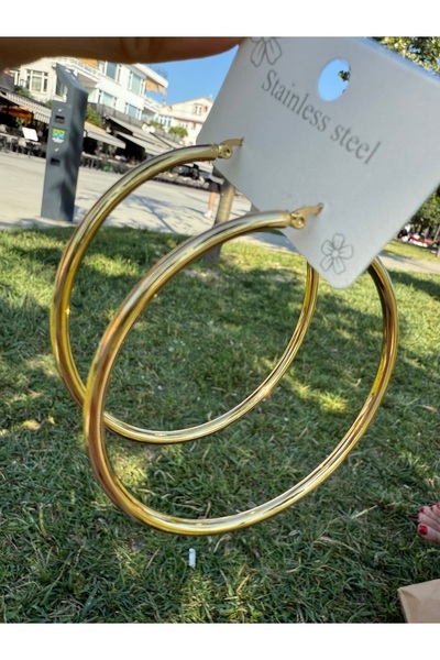 ARMELİA ACCESORİES Armelia Accessories Büyük Gold Halka Çelik Küpe