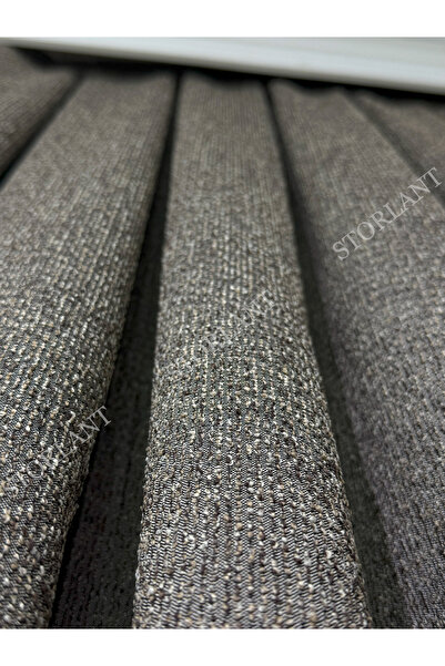 Storlant Puffy Gravel Brown Patterned Linen Background Curtain L Product Frequently Pleated L Accessory Gifted L Single Wing