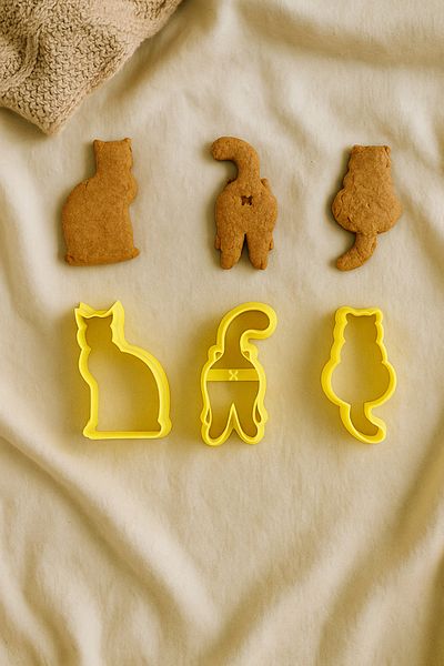 hatish Set of 3 Cat Figured Cookie Molds