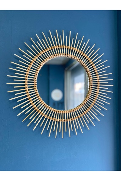 Boncukafası Bambu Ayna 60 Cm Duvar Aynası Konsol Aynası Dekoratif Ayna Çocuk ...