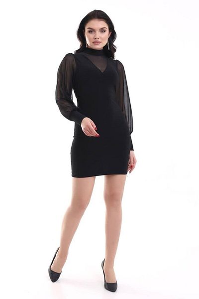 Cbm Eyesof Women's Turtleneck See-Through Detail Opportunity Product Sandy Fabric Mini Dress