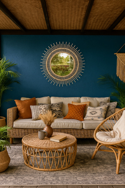 Boncukafası Bambu Ayna 60 Cm Duvar Aynası Konsol Aynası Dekoratif Ayna Çocuk Odası