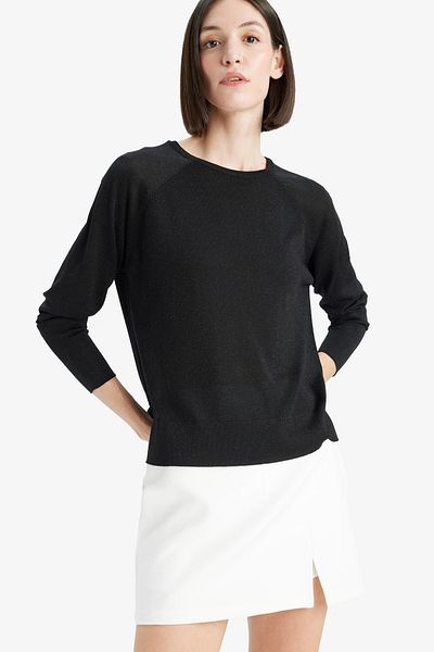 DeFacto Tricotaj cu mâneci raglan, cu decolteu rotund, cu mâneci raglan, pulover C6818AX24WN