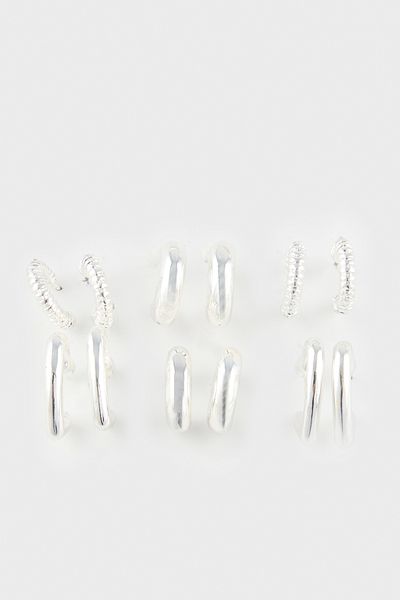 DeFacto Women's 6-Piece Silver Earrings F5965Axns
