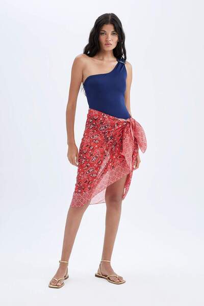 DeFacto Fall in Love Regular Fit gemusterte Voile-Strandbekleidung D2745AXNS