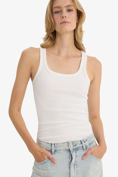 DeFacto Slim Fit Slim Fit Basic Plain Round Neck Ribbed Camisole Undershirt E5539Ax25Sm