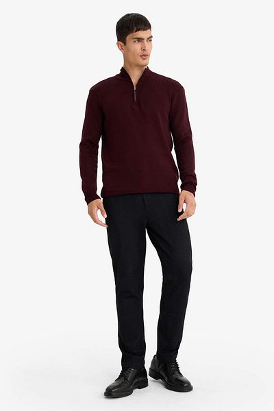 DeFacto Stand Collar Zippered Basic Knitwear Sweater - Standard Fit A5184Ax24Au