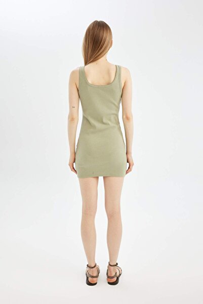 DeFacto Coool Bodycon Vücudu Saran Basic Düz Fitilli Kaşkorse Kolsuz Mini Elbise A0732AX24SM